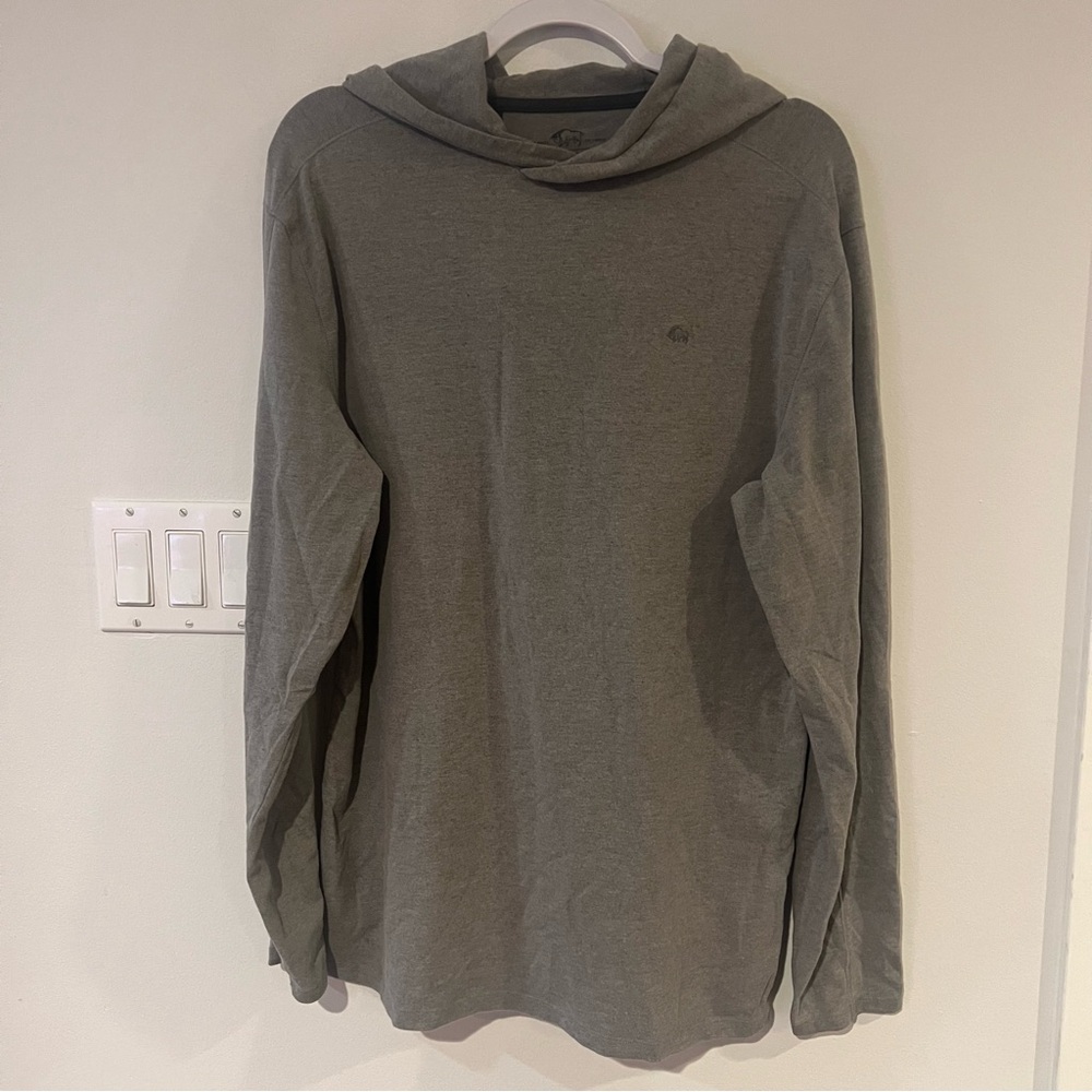 Buffalo David Bitton Gray Hooded Long Sleeve Shirt Mens Medium M Top
